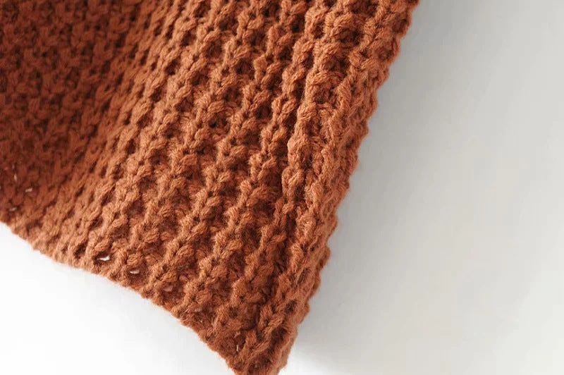 Women’s Boxy Waffle Knit Sweater with Mock Turtleneck