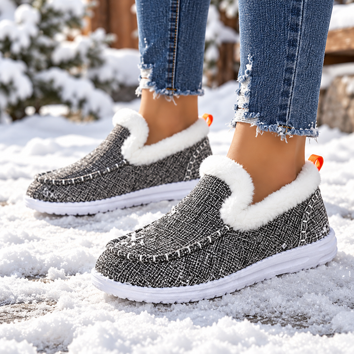 Women's Warm Plush-Lined Slip-On Winter Shoes for Casual Everyday Wear