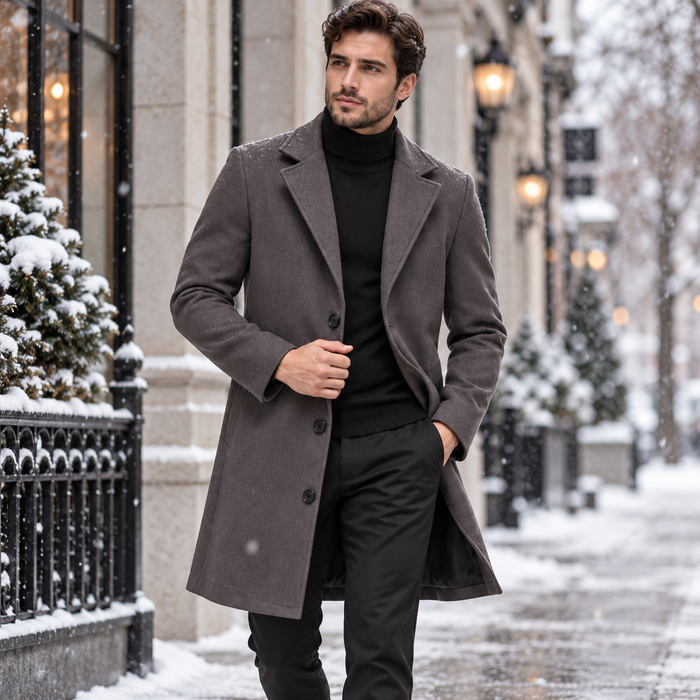 Men's Mid-Length Lapel Overcoat
