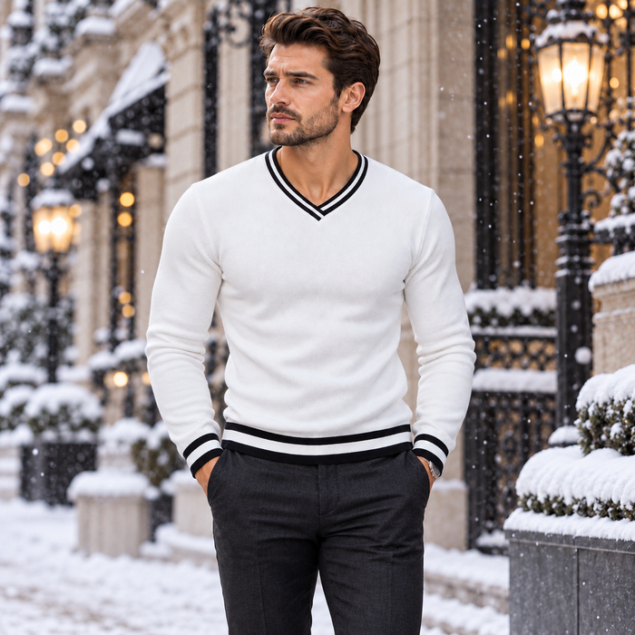 Men's Contrast Panel Long-Sleeve Sweatshirt with Soft Cotton Blend for Casual Wear