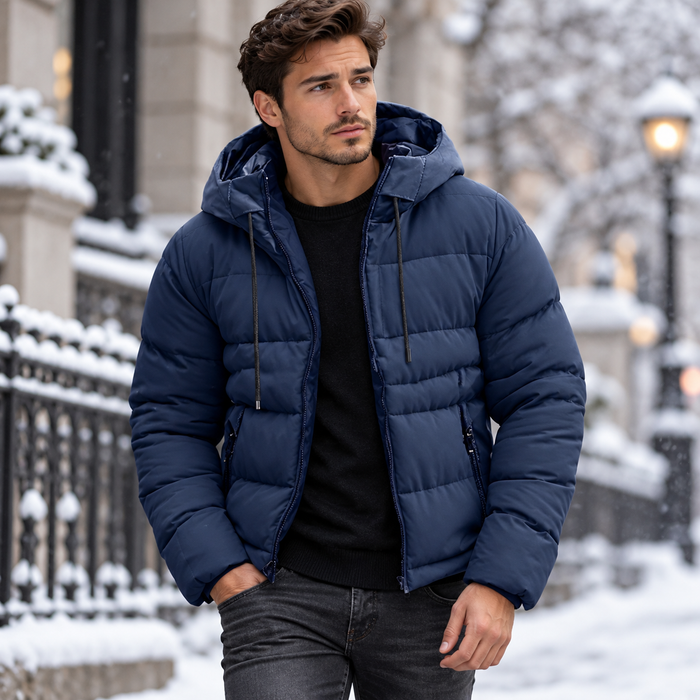 Men's Hooded Zip-Up Cotton Jacket