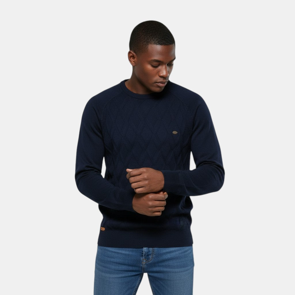 Men's Diamond Pattern Knitted Jumper
