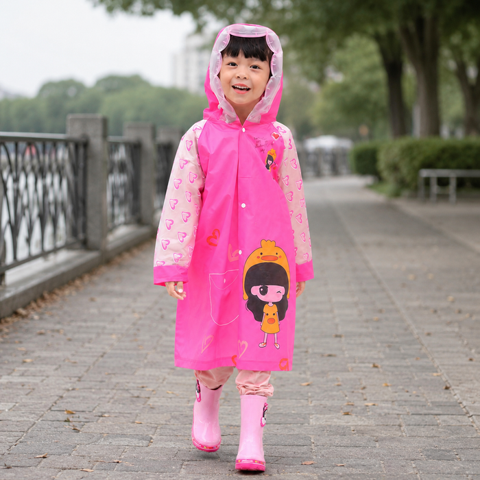Schoolbag Raincoat with Random Print for Kids