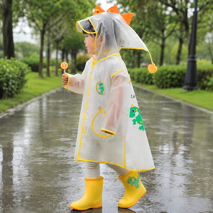 Dinosaur Print Poncho Raincoat for Students Walking to School