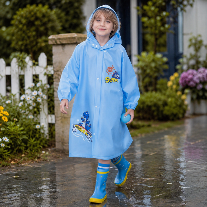 Cartoon Poncho Raincoat for Babies Heading Out in Rain