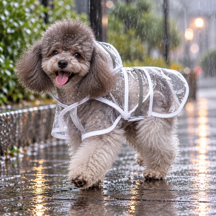 Casual Reflective Raincoat with Polyester Fabric for Large Pets