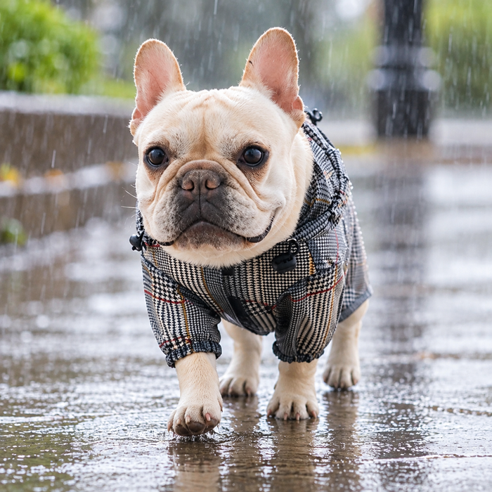 Tear-Resistant Plaid Raincoat for Dogs on the Move