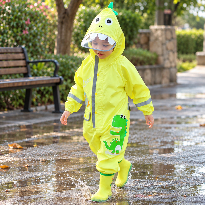 One-Piece Reflective Raincoat for Kids at School