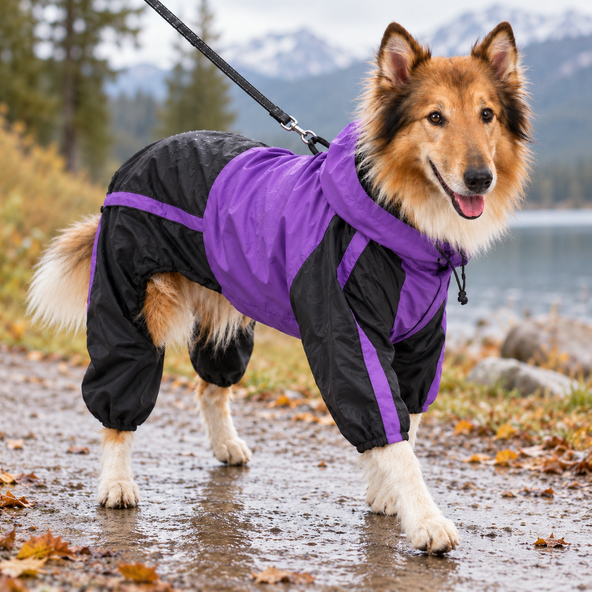 Waterproof Nylon Raincoat for Large Dog Breeds