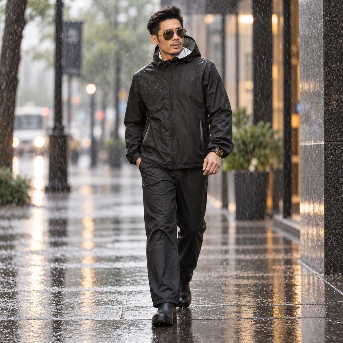 Split Raincoat with Hat for Motorcycle and Delivery Riders