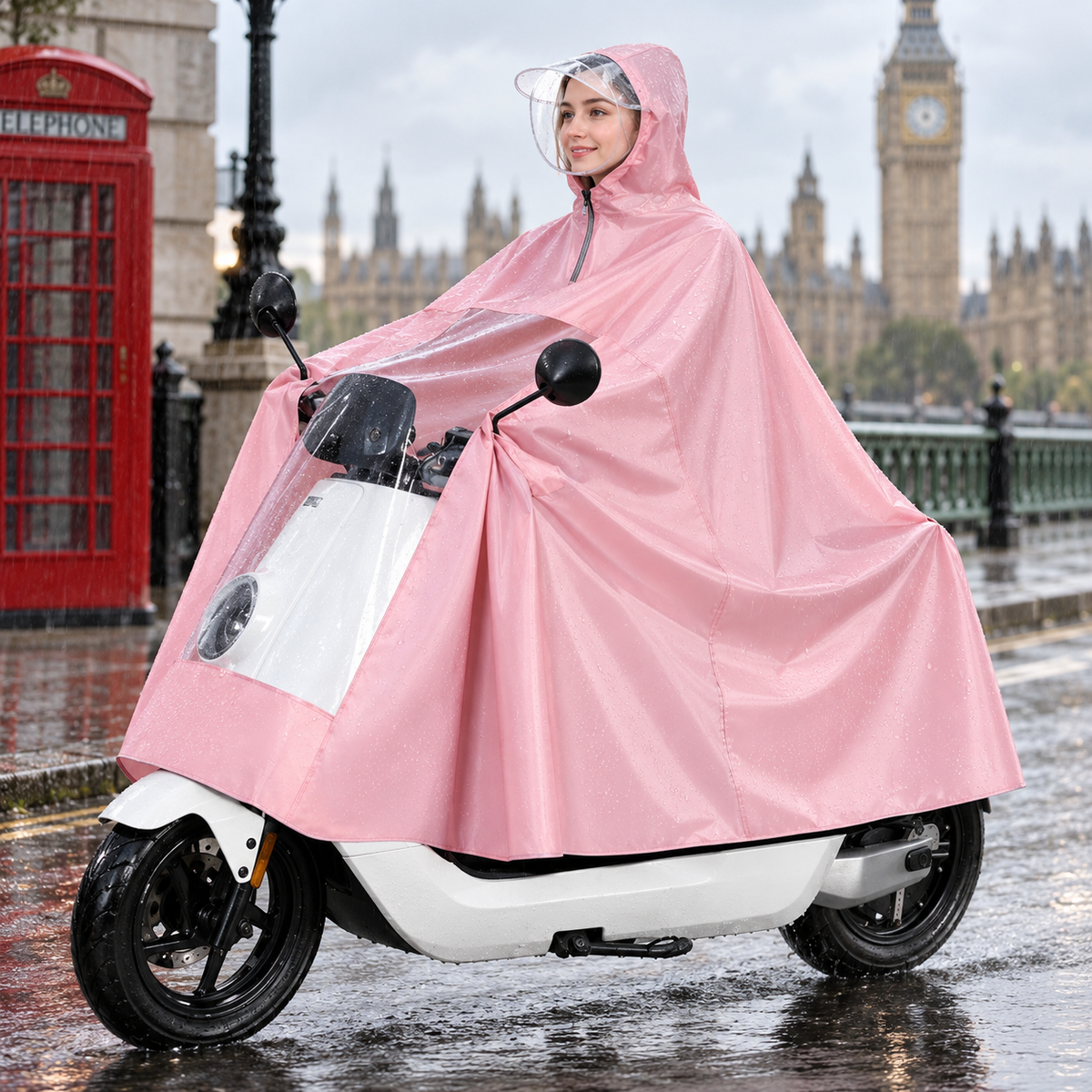 Storm Poncho Raincoat with Window Panel for Women