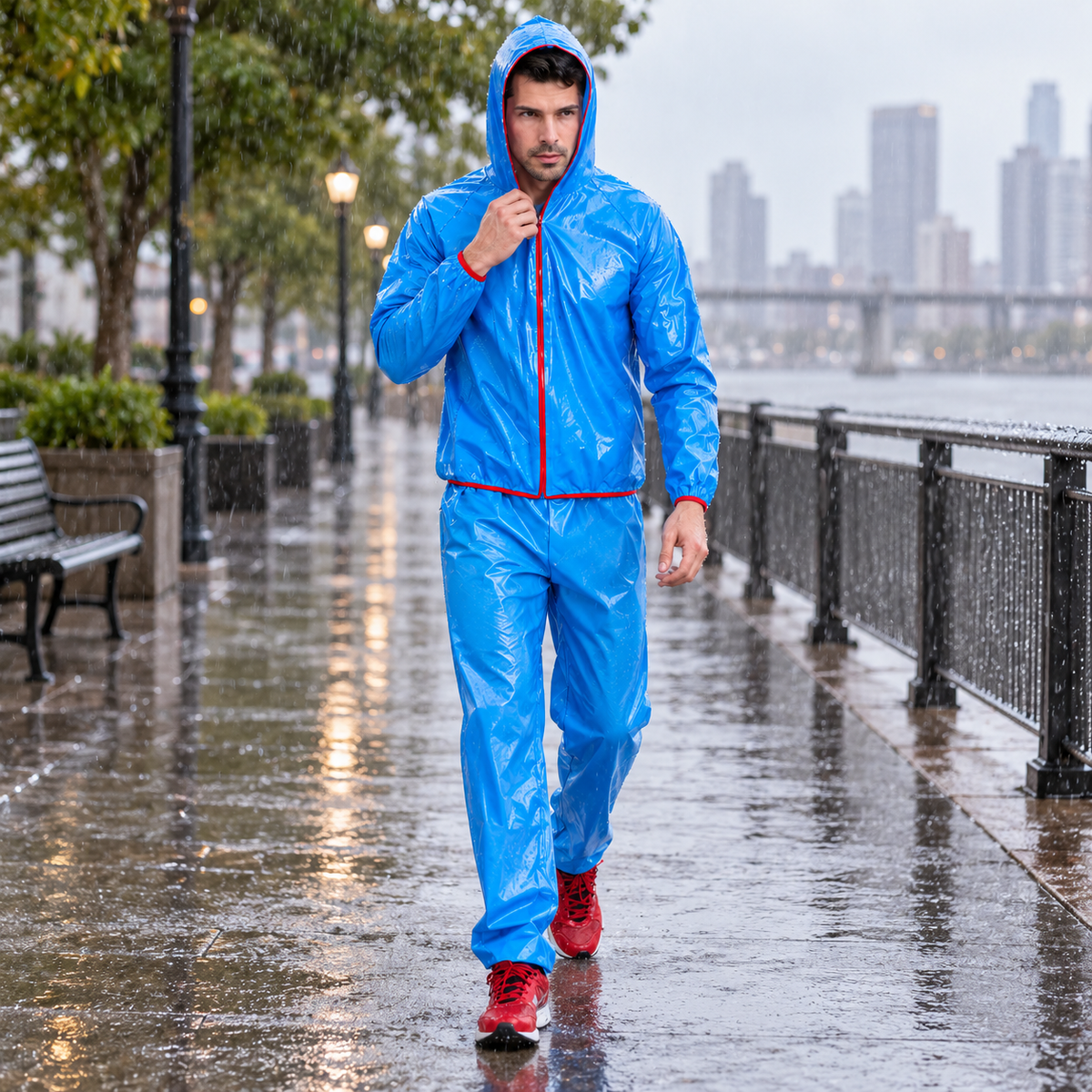 Reflective Split Raincoat Suit for Riding Safely at Night