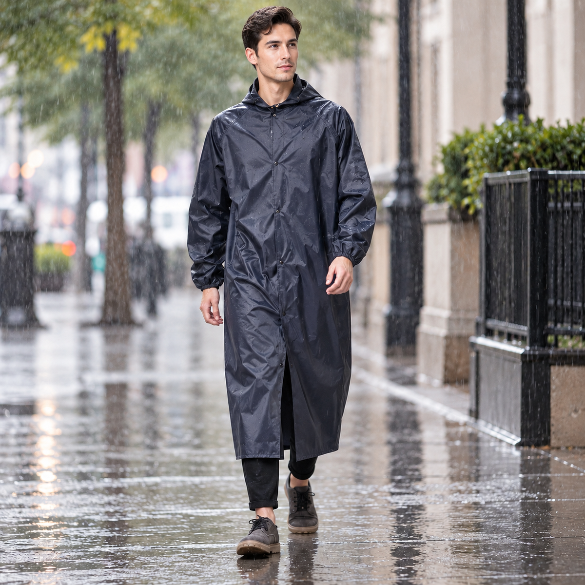 Durable Long Raincoat for Security and Sanitation Patrol Work
