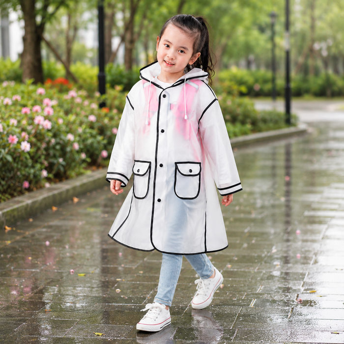 Transparent Hiking Poncho Raincoat for Kids Outdoors