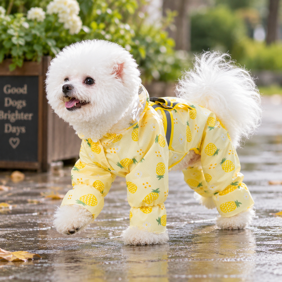 Fruit Print Waterproof Raincoat for Playful Puppies