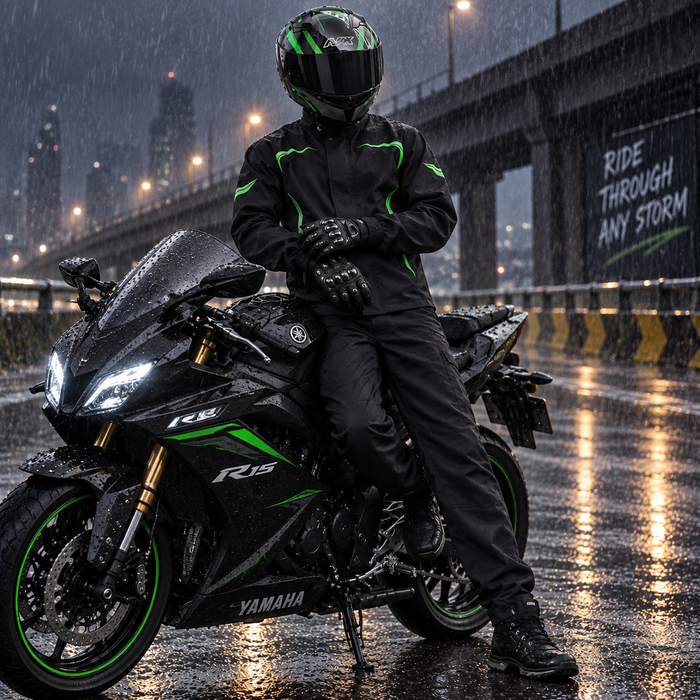 Complete Raincoat Set with Liner and Hat for E-Bike Commutes