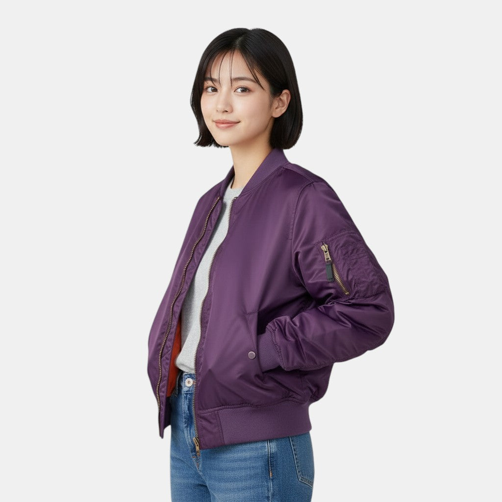 Women's Stylish Bomber Jacket with Warm Insulation