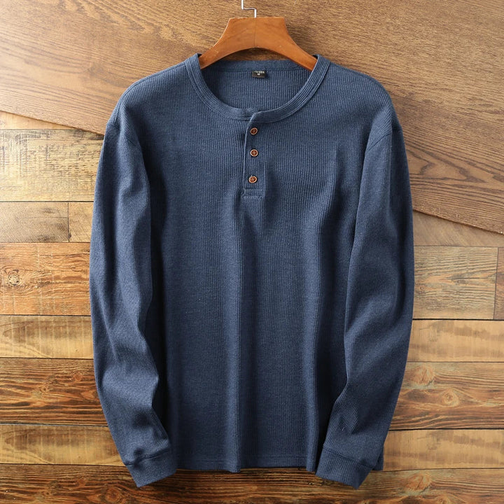 Minimalist Henley Shirt with Waffle Structure
