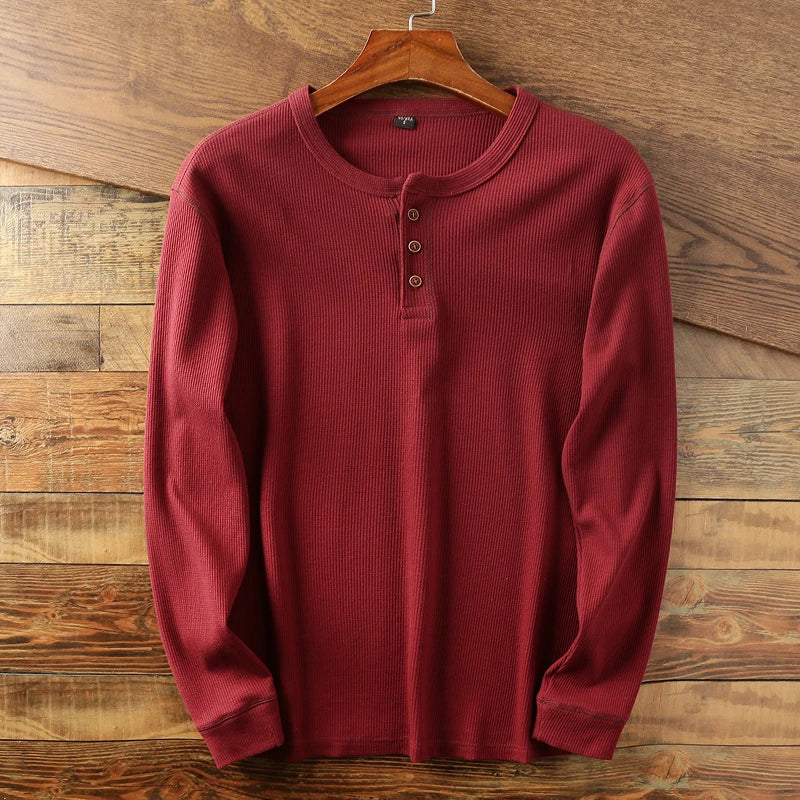 Minimalist Henley Shirt with Waffle Structure