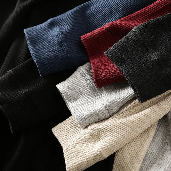 Minimalist Henley Shirt with Waffle Structure