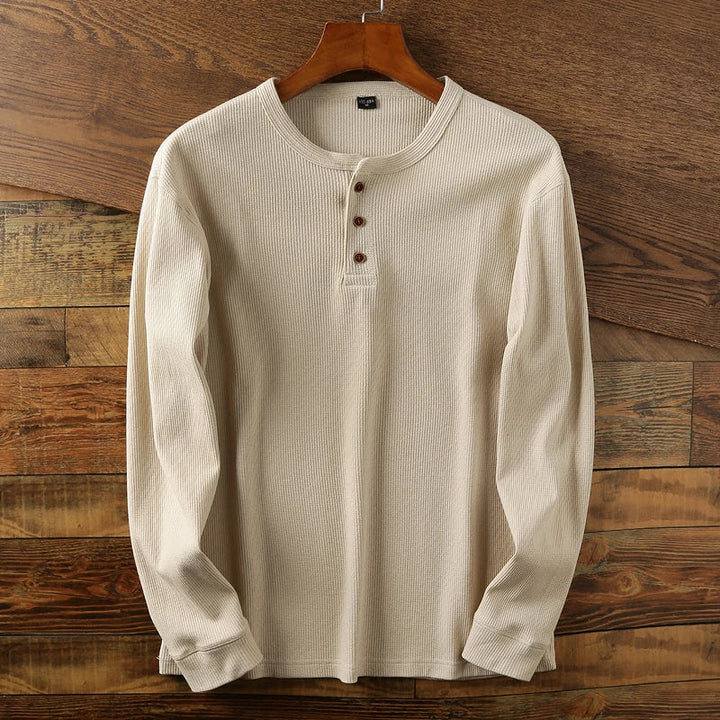 Minimalist Henley Shirt with Waffle Structure