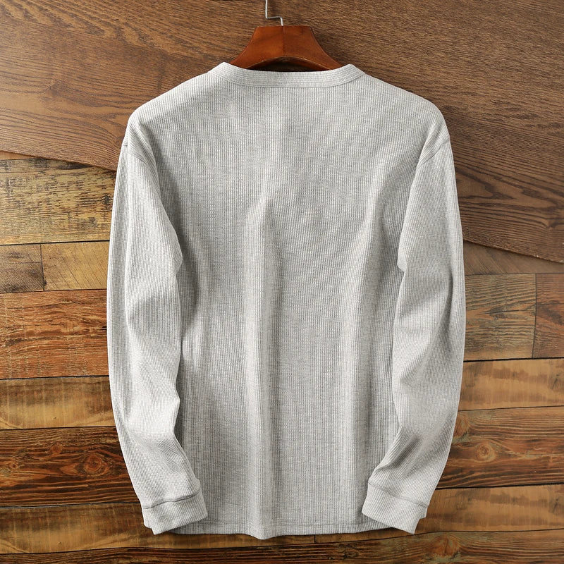 Minimalist Henley Shirt with Waffle Structure