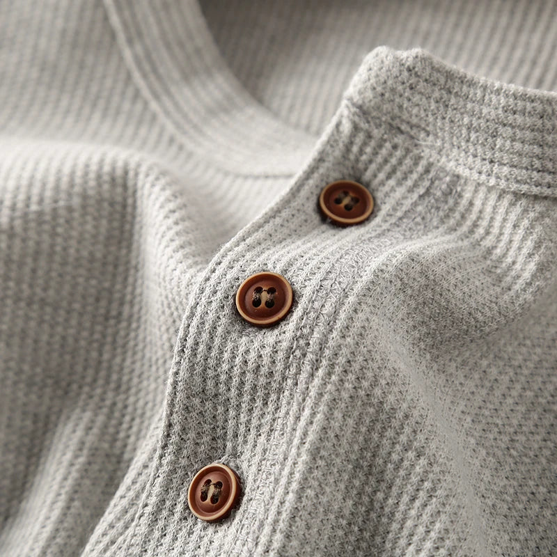 Minimalist Henley Shirt with Waffle Structure