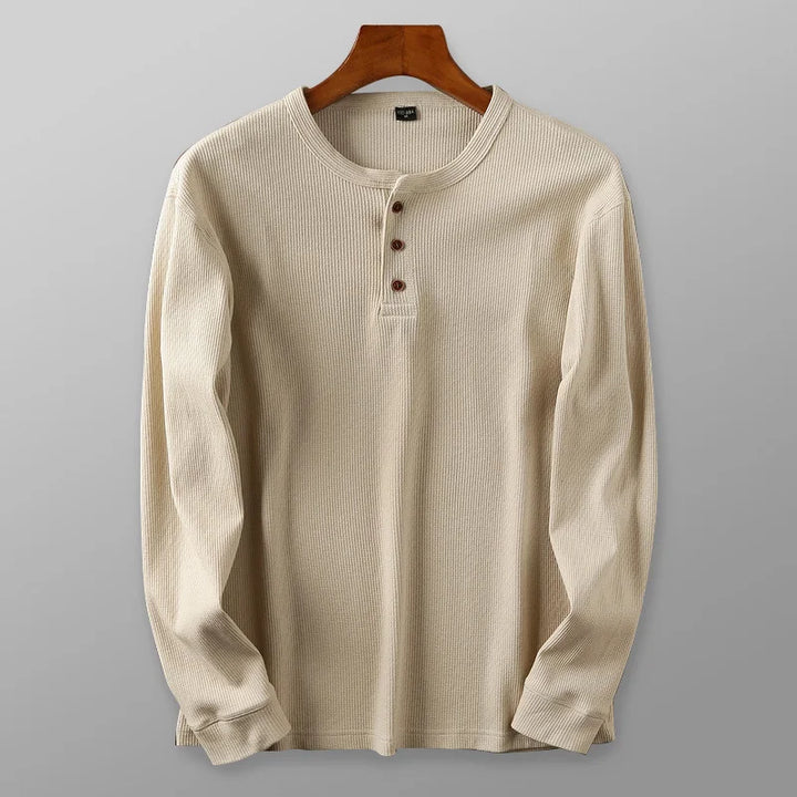 Minimalist Henley Shirt with Waffle Structure