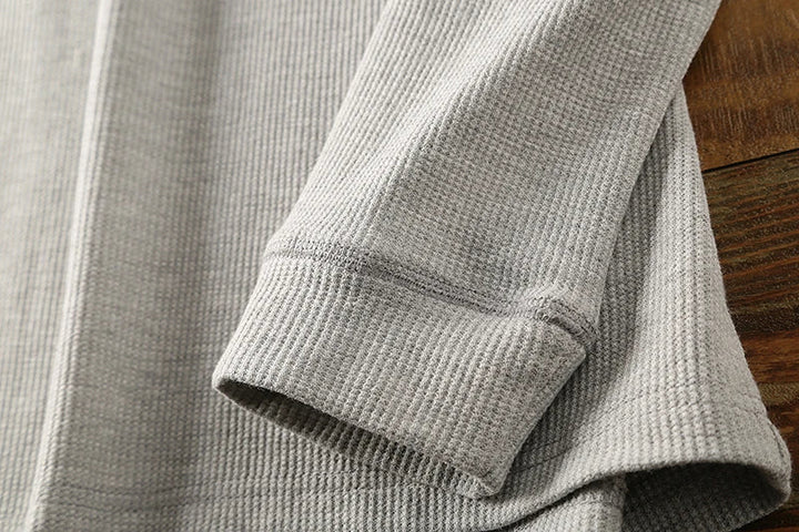 Minimalist Henley Shirt with Waffle Structure