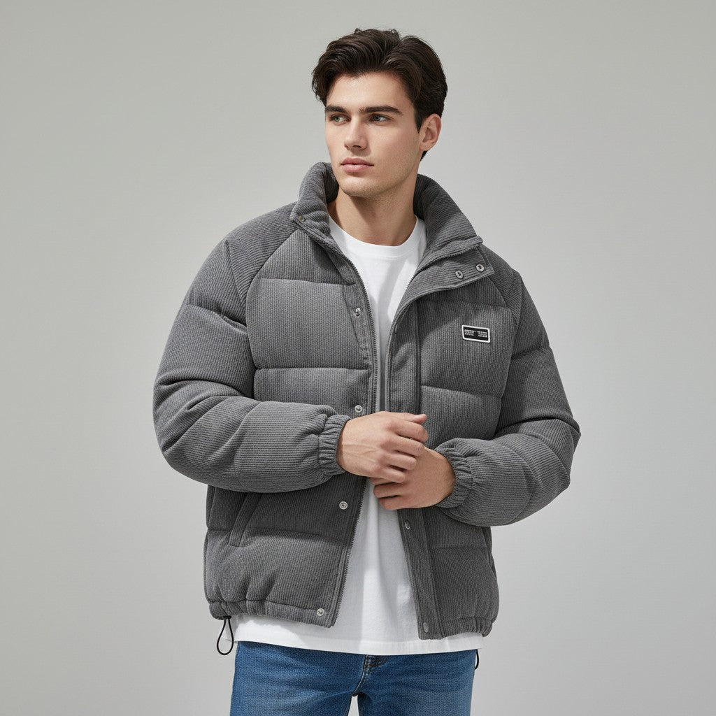 Men's Water-Repellent Winter Jacket with Adjustable Hood