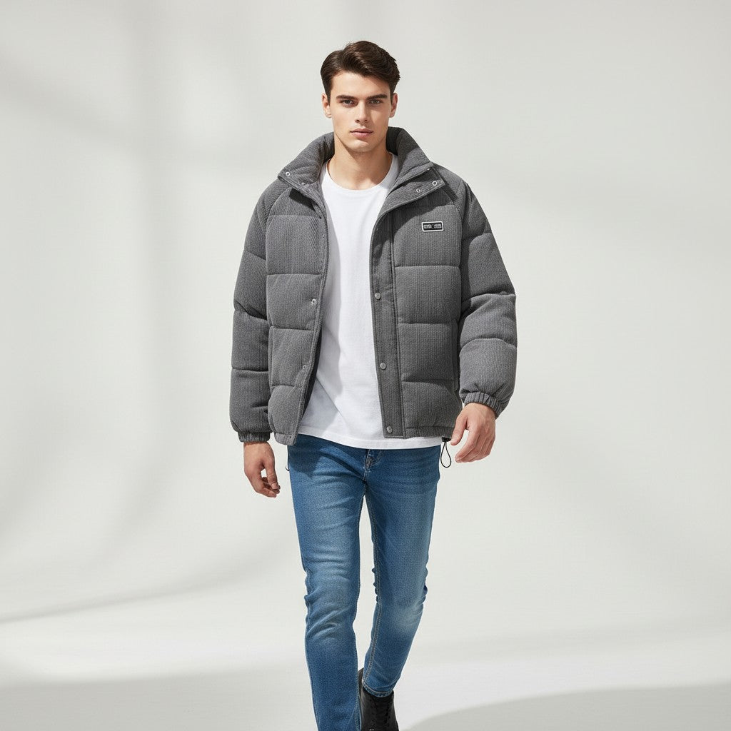 Men's Water-Repellent Winter Jacket with Adjustable Hood