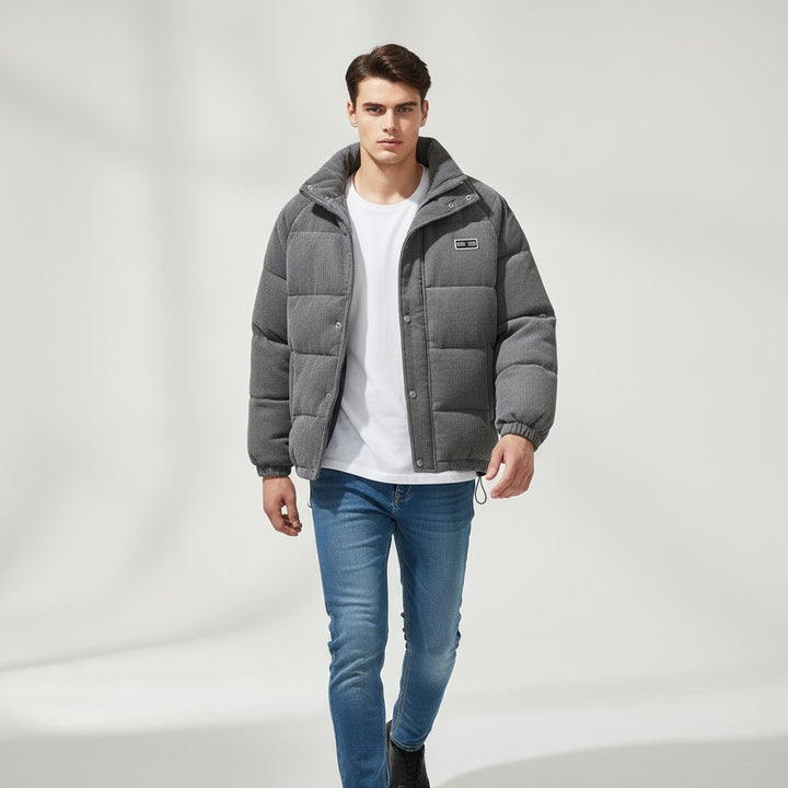 Men's Water-Repellent Winter Jacket with Adjustable Hood