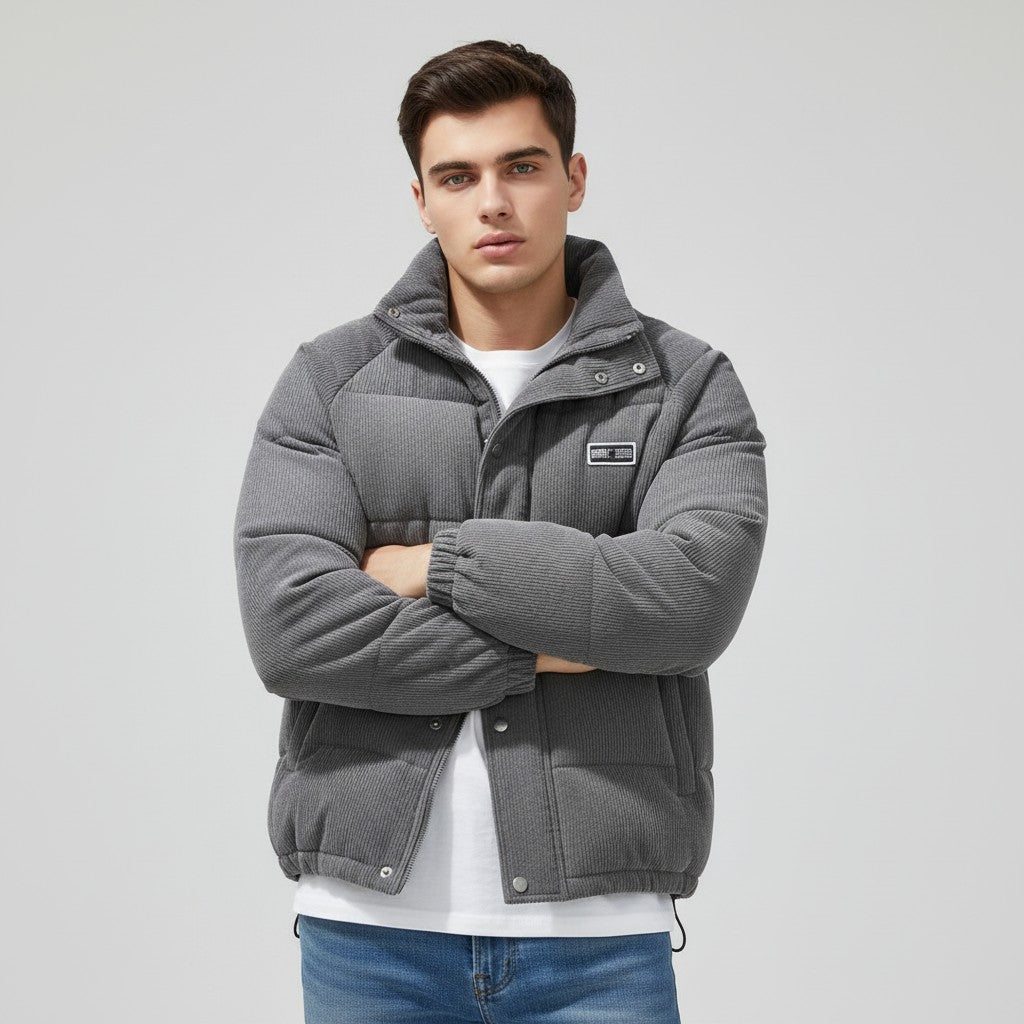Men's Water-Repellent Winter Jacket with Adjustable Hood