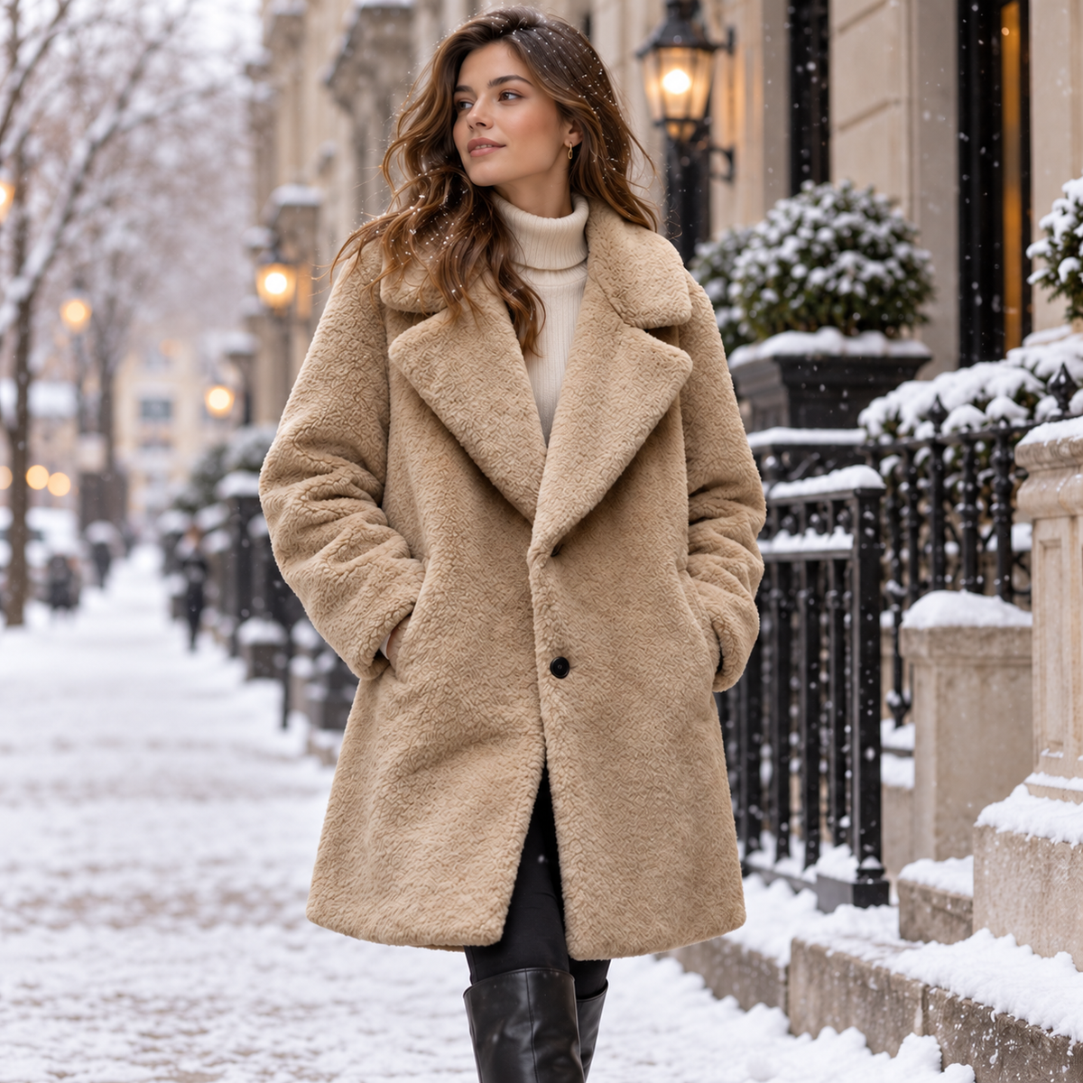 Women's Classic Teddy Trench Coat for Cozy Autumn and Winter Layering