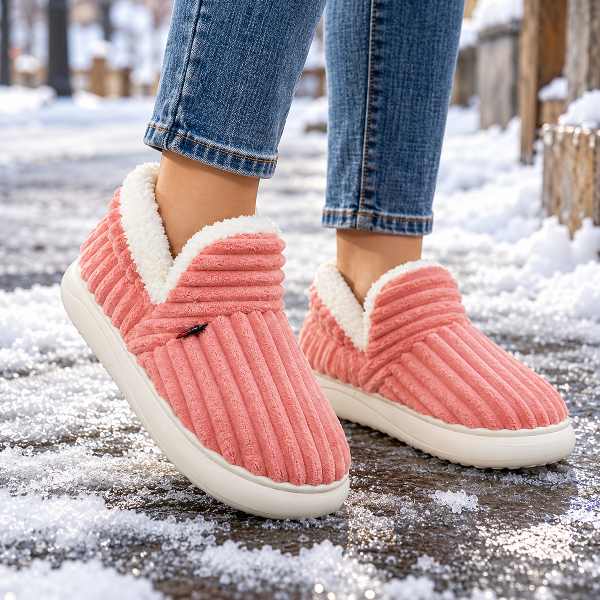 Women's Fleece-Lined Plush Bootie Slippers with Non-Slip Sole for Indoor and Outdoor Wear