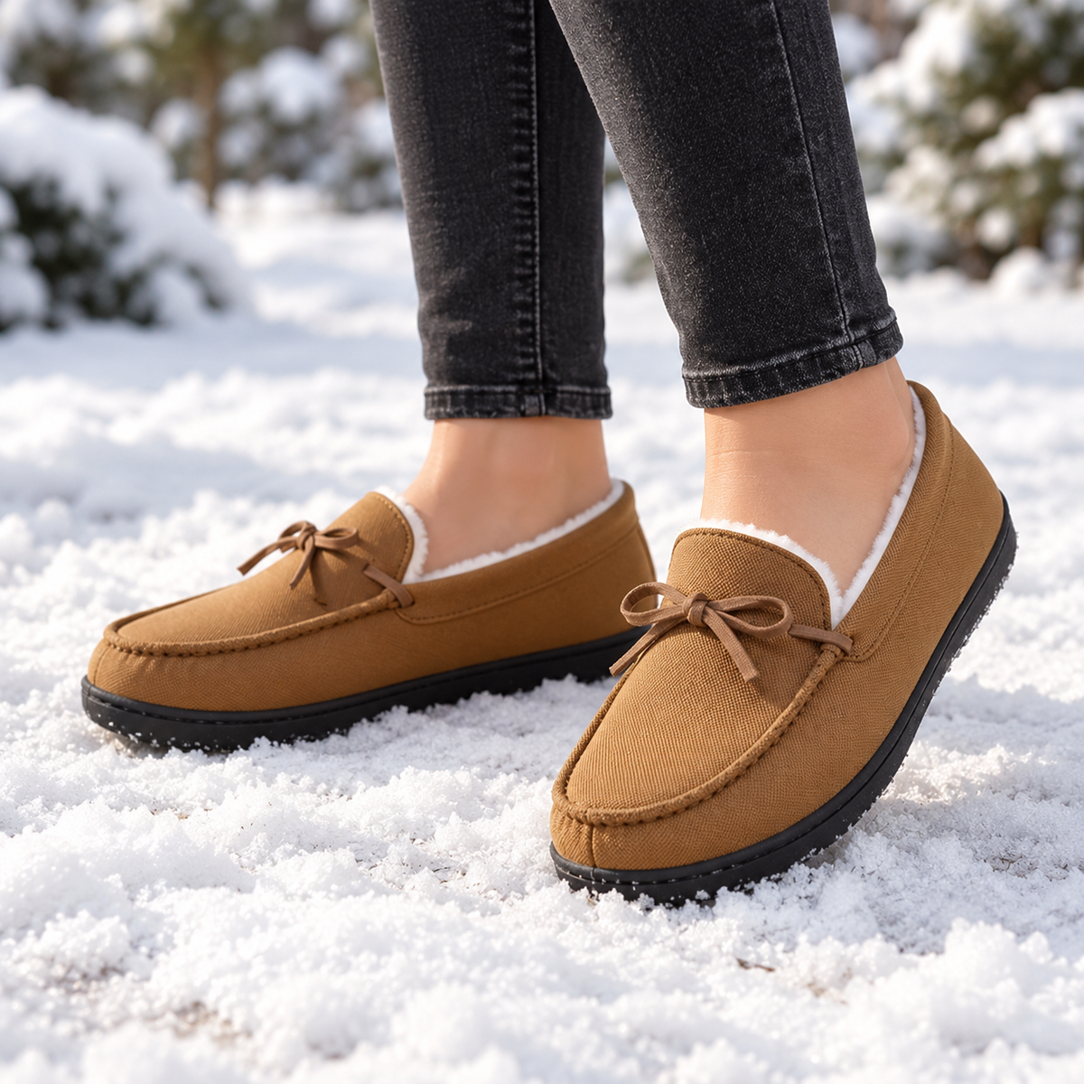 Women's Comfort Slide Slippers with Bow Detail and Rubber Sole for Indoor and Outdoor Wear