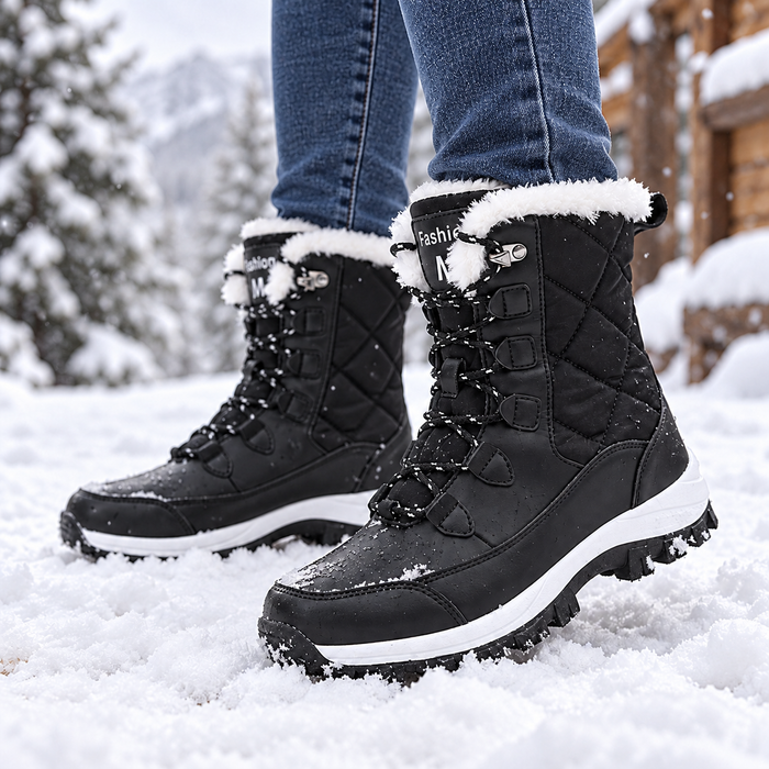Women's Thermal High-Top Snow Boots with Faux Fur Lining for Cold Weather