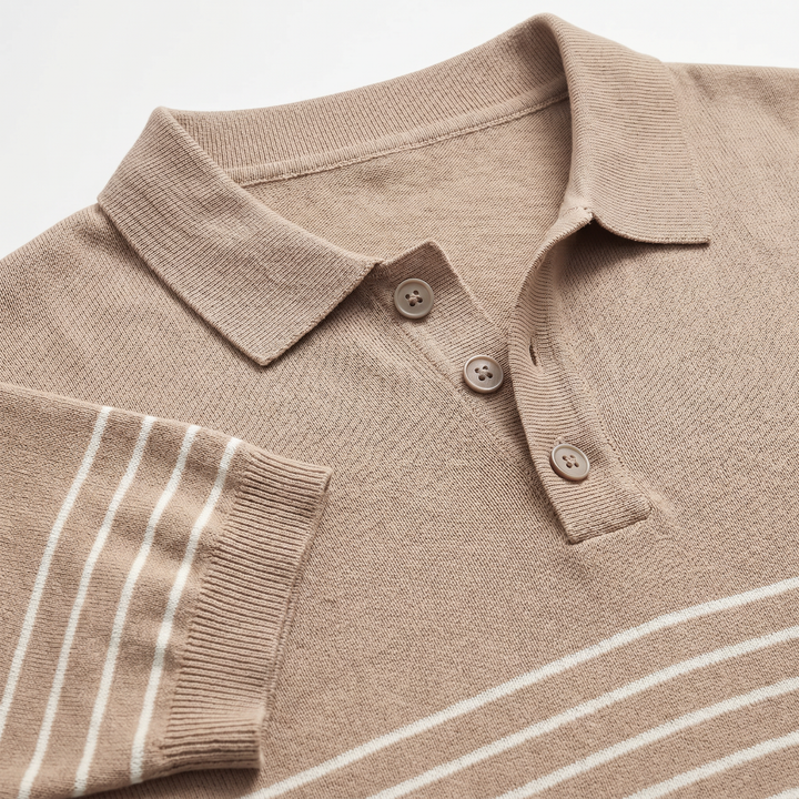 Men’s Striped Knit Polo Shirt