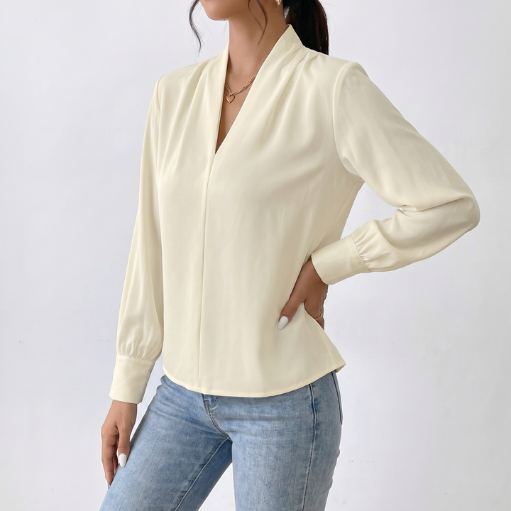 Women's Long Sleeve V-Neck Loose Blouse