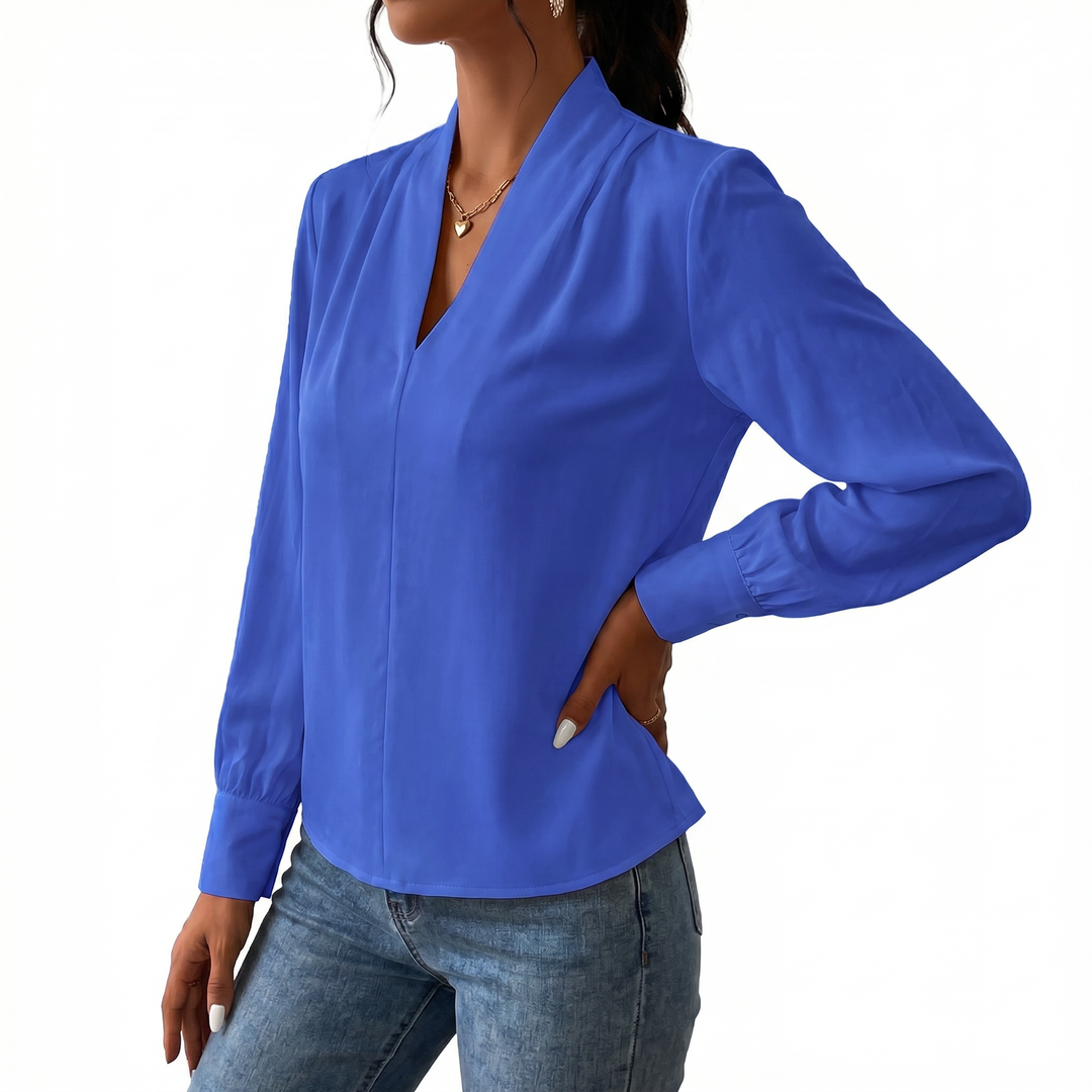 Women's Long Sleeve V-Neck Loose Blouse