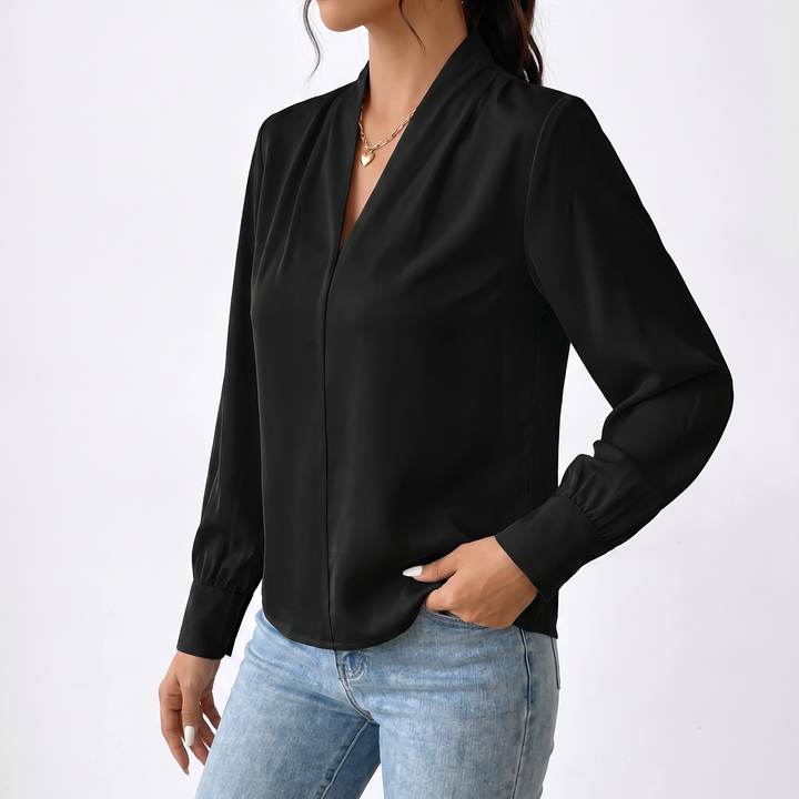 Women's Long Sleeve V-Neck Loose Blouse