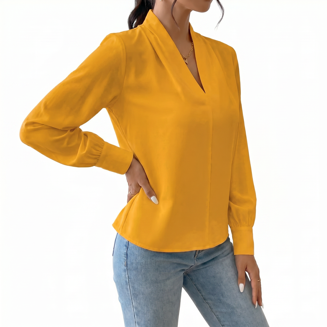 Women's Long Sleeve V-Neck Loose Blouse
