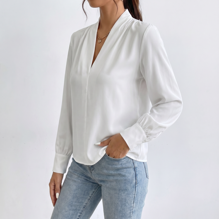 Women's Long Sleeve V-Neck Loose Blouse