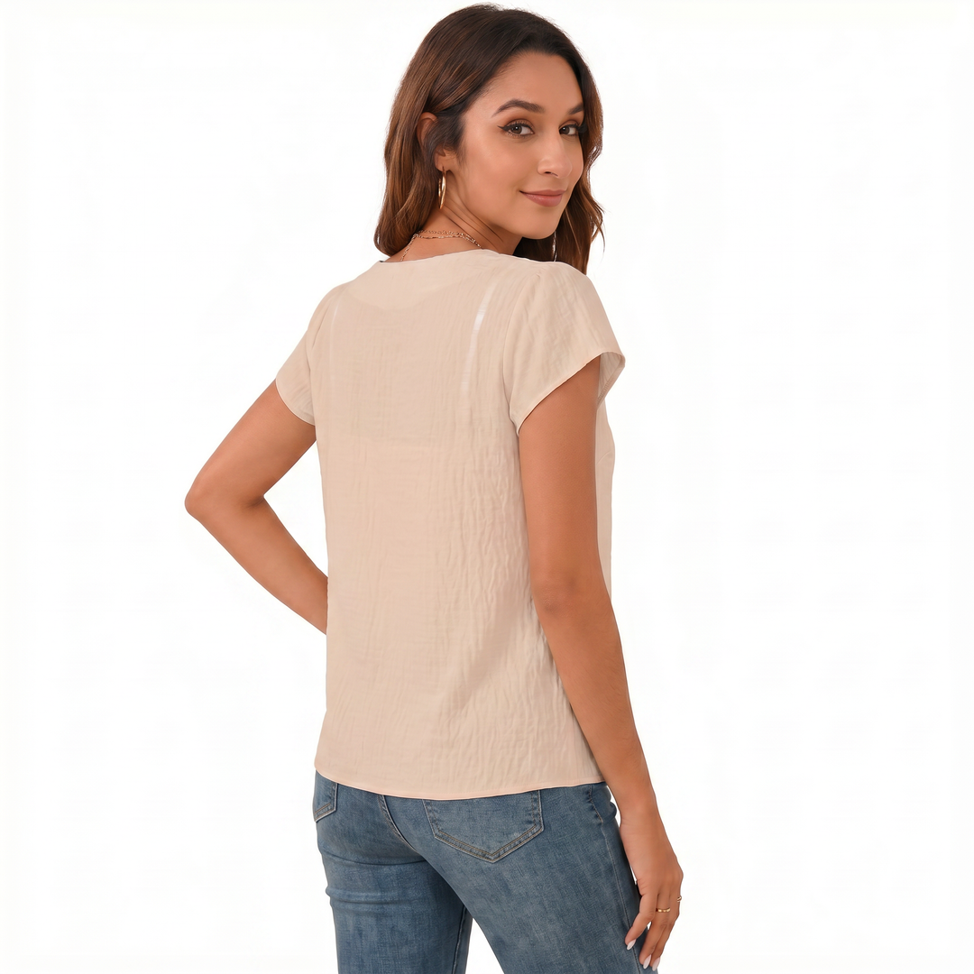 Women’s Asymmetrical Neck Short Sleeve Blouse