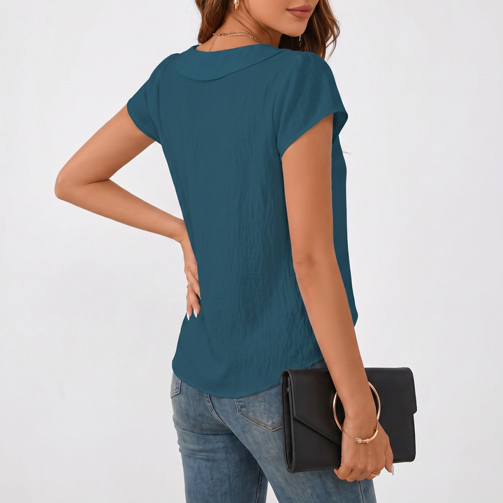 Women’s Asymmetrical Neck Short Sleeve Blouse