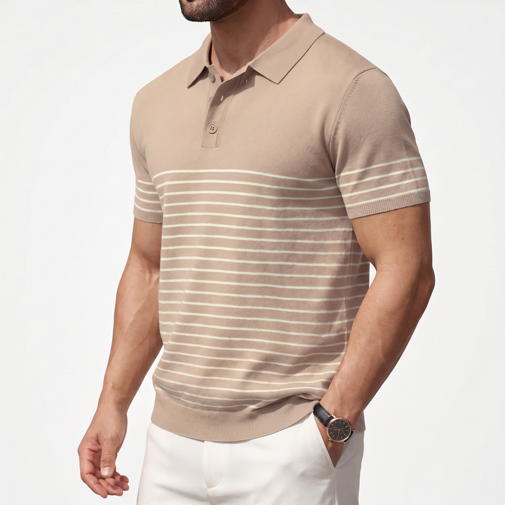 Men’s Striped Knit Polo Shirt
