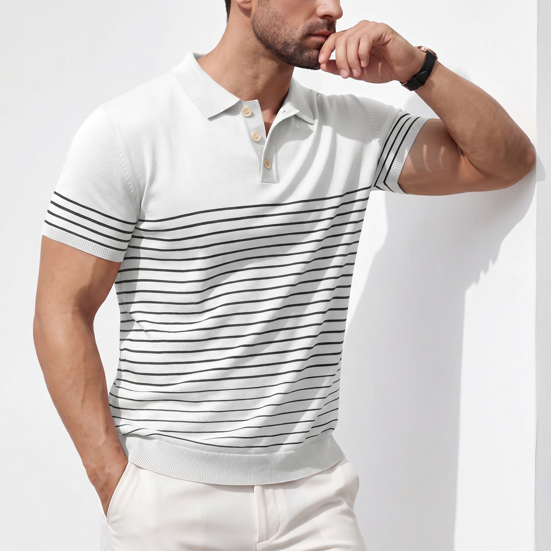Men’s Striped Knit Polo Shirt