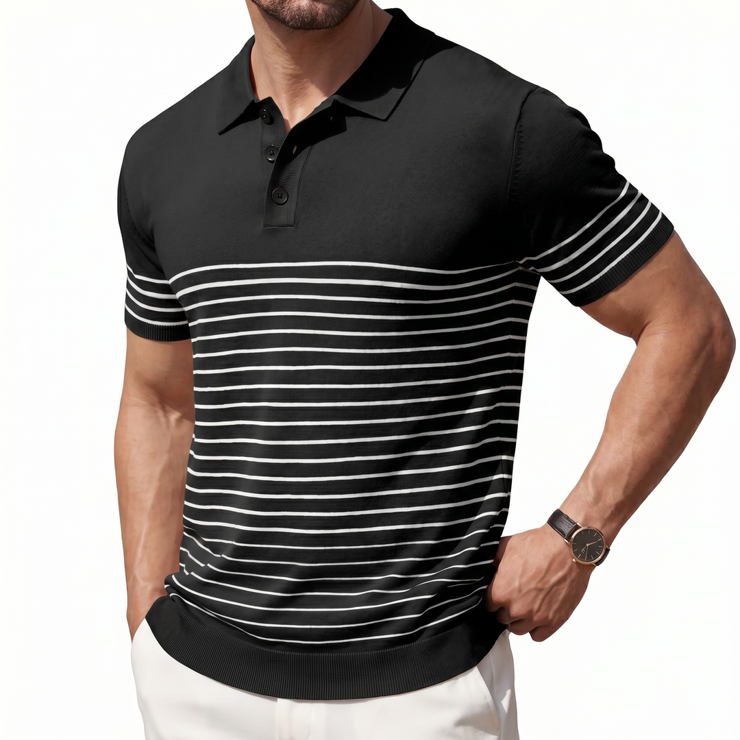 Men’s Striped Knit Polo Shirt