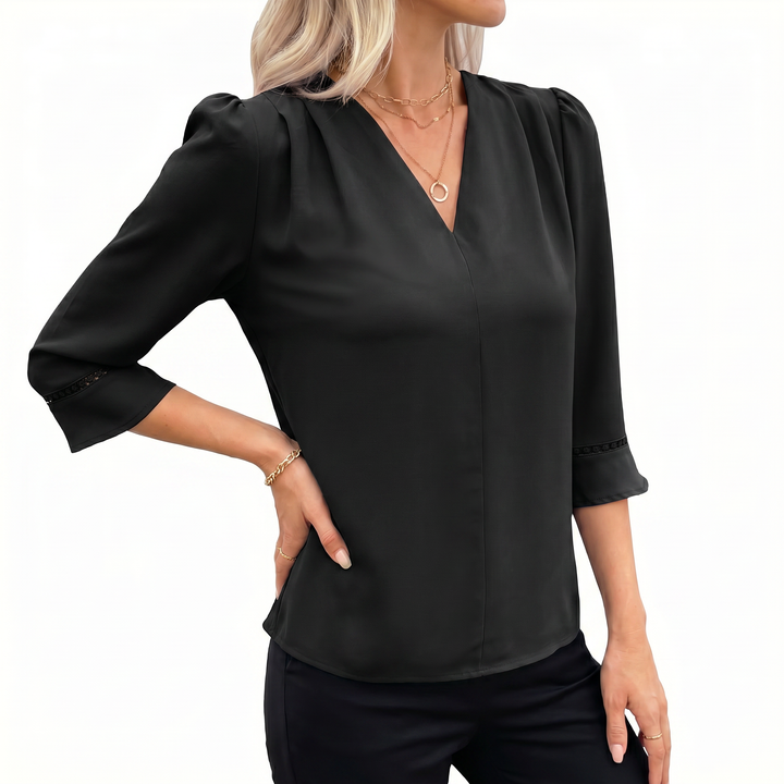 Elegant V-Neck Flared Sleeve Blouse for Women