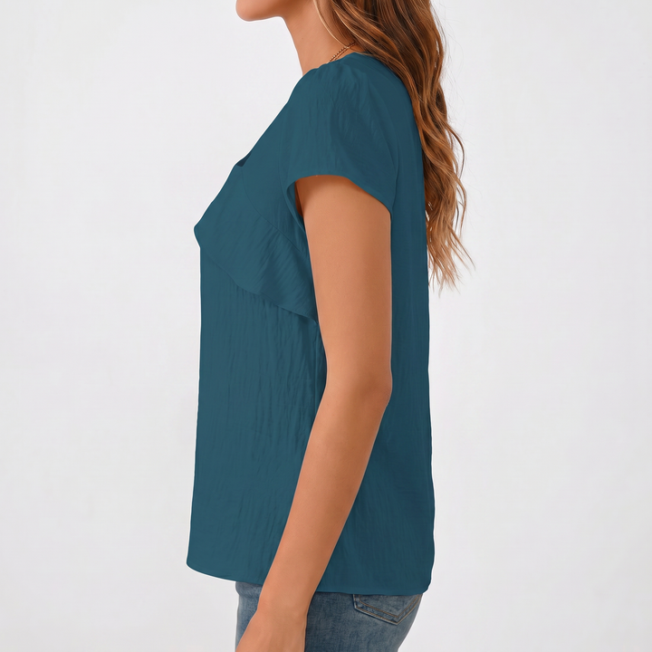 Women’s Asymmetrical Neck Short Sleeve Blouse